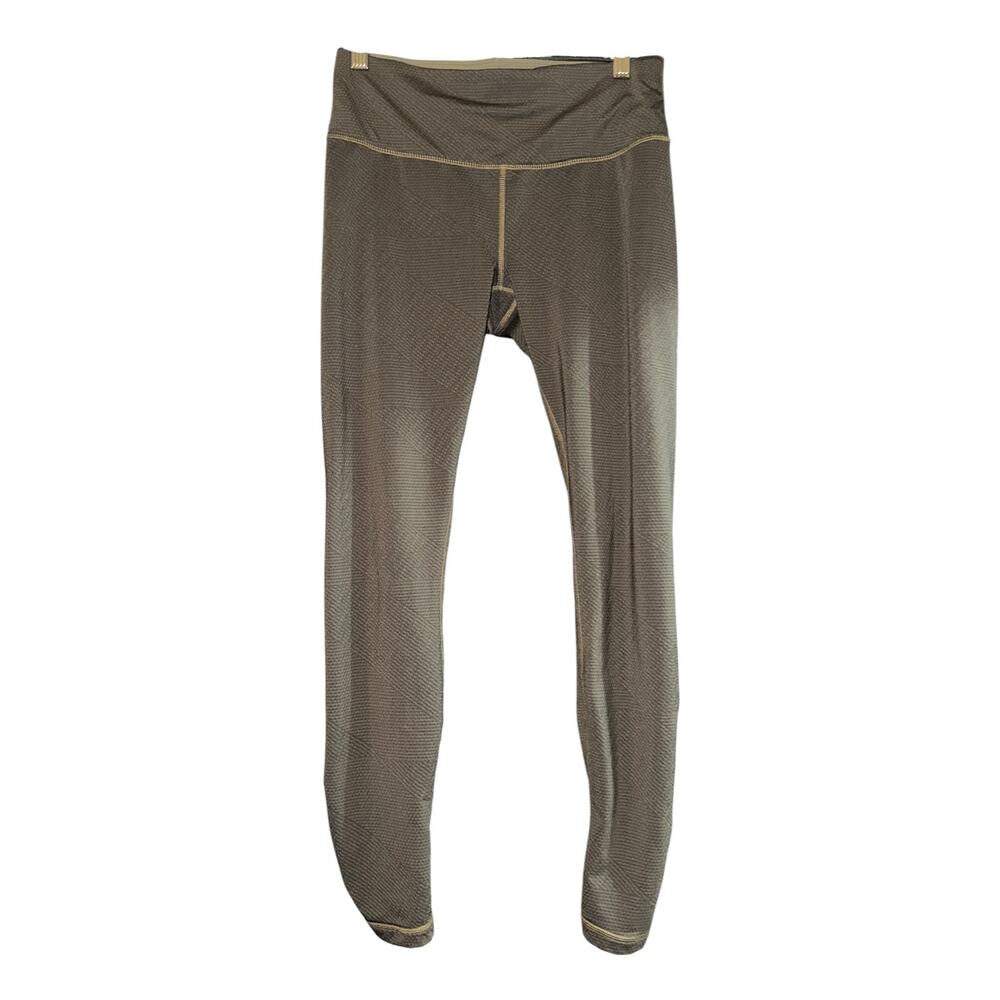 Prana Textured Workout Leggings Womens Medium Green Gorpcore Yoga Hiking Outdoor
